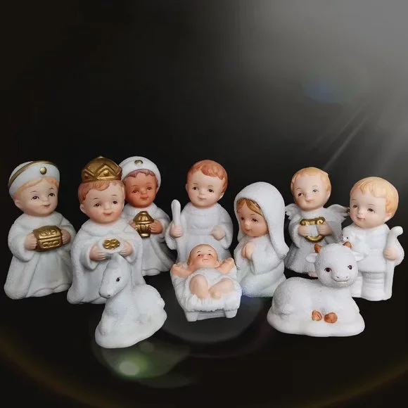 Vintage Homco Ceramic Nativity Scene 10pc Set #5609 Christmas - Picture 2 of 10